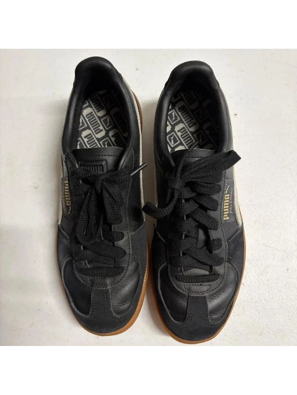 Puma Palermo Lth Black Feather Gray Gum Mens Size 10 Leather Sneakers 396464-03